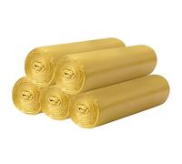 5 rollos de bolsas de basura pequeñas - 100 bolsas de basura resistentes de 15 litros para el hogar, oficina, cocina, baño y habitación infantil (dorado)