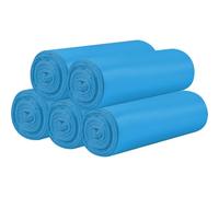 5 rollos de bolsas de basura pequeñas - 100 bolsas de basura resistentes de 15 litros para el hogar, oficina, cocina, baño y habitación infantil (azul)