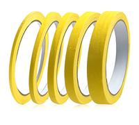 5 rollos de cinta adhesiva amarilla, cintas de línea fina, cinta de pintor, cinta de carrocero para artistas, 3/5/7/10/15 mm de ancho, cinta de enmascarar escribible de 22 yardas, cinta de enmascarar