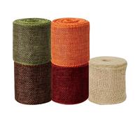 5 rollos de cinta de yute ancha, cinta decorativa para Navidad, cinta de regalo, ancho 6 cm x 3 m, cinta de yute natural, rojo, verde, marrón, naranja, cinta de tela para decoración de árbol de