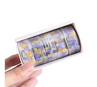 5 rollos de cinta decorativa de flores, cinta adhesiva PET de 15 mm x 2 m para arte, manualidades, álbumes de recortes, diario, álbum de fotos, marco de fotos, pegatina de diario con lenguaje de