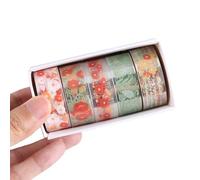 5 rollos de cinta decorativa de flores, cinta adhesiva PET de 15 mm x 2 m para arte, manualidades, álbumes de recortes, diario, álbum de fotos, marco de fotos, pegatina de diario con lenguaje de