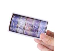 5 rollos de cinta decorativa de flores estética, 15 mm x 2 m, resistente al agua, PET para álbumes de recortes, diario, álbum de fotos, planificador artístico