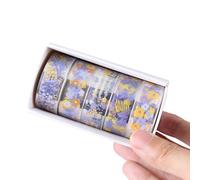 5 rollos de cinta decorativa de flores, estética de PET resistente agua para manualidades, álbum de recortes, marco de fotos, diario, 15mm x 2m, artesanía de mascotas