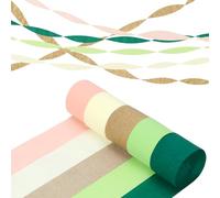 5 rollos de papel crepé, serpentinas, cintas crepé para decoración de fiestas, color verde, dorado, caqui, papel crepé, decoración de fondo, despedida de soltera, cumpleaños, boda, aniversario