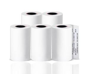 5 rollos de papel térmico de 57 x 40 mm, rollo de recibos para caja registradora, POS, máquina de tarjetas de crédito con tira de advertencia roja