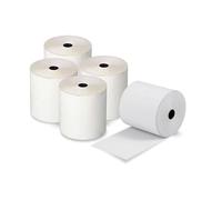 5 rollos de papel térmico de 80 x 80 cm, rollo de recibos para caja registradora, POS, máquina de tarjetas de crédito con tira de advertencia roja