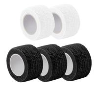 5 Rollos Vendas Cohesivas 2.5cm*4.5m,Cinta Cohesiva,Venda Autoadhesiva,Venda Cohesiva,Venda Elastica Adhesiva,Tape Crossfit Dedos,Vendaje Elástico Cohesivo,3pcs Negro+2pcs Blanco