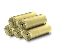 5 Rolls Small Trash Garbage Bags, 4 Gallon Strong Thin Material Disposable, Kitchen, Durable Plastic Trash Bags for Office Home Bedroom Garden Waste Bin, 100 Counts (Golden)