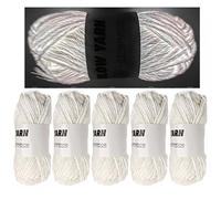 5 Rolls Two-Tone Glow in The Dark Yarn, Luminous Crochet Yarn for Crocheting DIY Knitting, Sewing Supplies for Arts Crafts Sewing Party Supplies, Length 55m Per Roll (White A)