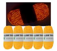5 Rolls Two-Tone Glow in The Dark Yarn, Luminous Crochet Yarn for Crocheting DIY Knitting, Sewing Supplies for Arts Crafts Sewing Party Supplies, Length 55m Per Roll (Yellow)