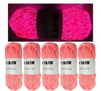 5 Rolls Two-Tone Glow in The Dark Yarn, Luminous Crochet Yarn for Crocheting DIY Knitting, Sewing Supplies for Arts Crafts Sewing Party Supplies, Length 55m Per Roll (Orange Red)