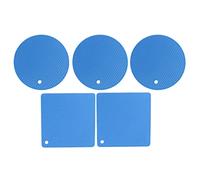 5 salvamanteles de silicona cuadrados y redondos con diseño de panal, antideslizantes y resistentes al calor para placas de cocina, sartenes y ollas. (Azul)