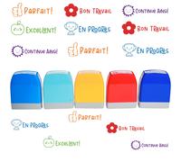 5 Sellos de Franceses, Set de Sello de Tinta Auto-Rellenable, Sellos de Coloridos para Comentarios de , Materiales Escolares (En Múltiples Colores)