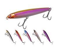 5 señuelos de pesca con estuche, cebo duro de fundición larga con ojos 3D, ganchos agudos afilados, cebos duros de fregadero tembloroso para lubina, lucio, pez rojo, agua dulce y salada