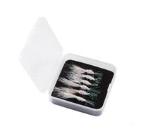5 señuelos de pesca con mosca de agua salada con camarón de hielo luminoso y ojos 3D equipados con ganchos de acero de alto carbono (10 A)