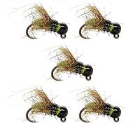 5 señuelos de pesca con mosca que se hunden rápidamente, cabeza de ninfa, anzuelos de acero de alto carbono para trucha, Grayling para arroyo de río WAHOO (12# blanco)