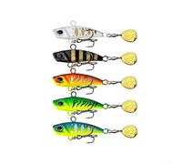 5 señuelos de pesca de metal con ojos 3D, cebos de vibración que se hunden de 7 a 20 g, cuchara giratoria de alta velocidad para lubina, trucha, lucio, kit de aparejos de varios tamaños (10 g)