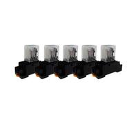 5 Set White MY4NJ Small Electromagnetic Power Relay AC/DC 6V 12V 24V 36V 48V 110V 220V 4NO 4NC DIN Rail 14 Pins+Base Relay(AC,6V) Control Relays