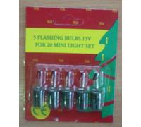 5 Spare Flashing Bulbs for 20 Mini Light Set 13v (S59)