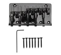 5 String Bass Bridge, Electric Bass Guitar Bridge with Adjustable Saddles, Zinc Alloy Retro Bridge for 5 - String Electric Bass, Cr - Plated Heavy - Duty Cast Base (Negra)