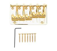 5 String Bass Bridge, Electric Bass Guitar Bridge with Adjustable Saddles, Zinc Alloy Retro Bridge for 5 - String Electric Bass, Cr - Plated Heavy - Duty Cast Base (Oro)