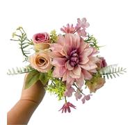 5 Stück Künstliche Dahlie Rosen Blumen,Brautstrauß,Hochzeit Bouquet,Fälschung,Tischblumen,Gefälschte Deko Blumen,Künstlich Brautstrauss,für DIY Hochzeit Party Haus Deko Blumenarrangements,Lila