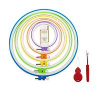 5 tamaños, marco de bordado de plástico, bastidor para bordar, bastidores para bordados, incluye 16 agujas de coser con ojo dorado, multicolor, redondo, punto de cruz, para manualidades, costura