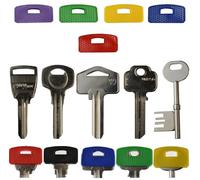 5 tapas cuadradas para llaves, grandes (25 a 30 mm), tapas cuadradas de colores, fundas para llaves Yale, ideales como identificadores de llaves, marcadores, adornos, etiquetas para organizar tus