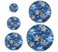 5 tapas elásticas para latas de alimentos en 5 tamaños, tapas de masa madre para una frescura duradera con diseño de estrella y flor, azul zafiro, decoración moderna