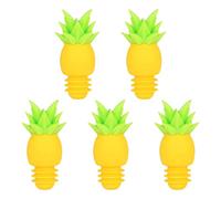 5 tapones de silicona para vino con forma de piña para cocina, comedor y decoración de bistró, regalos y botellas, piezas de silicona, tapones de comida de piña de grado para mantener el paquete