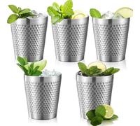 5 tazas de acero inoxidable, 300 ml, vaso de acero inoxidable, taza antideslizante, taza de camping apilable de doble pared de metal aislado, taza de café para casa, viajes