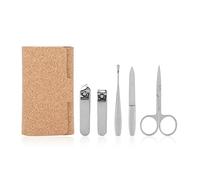 5-teiliges blaues Nagelknipser-Set, Maniküre-Kit mit flachen und abgeschrägten Nagelknipsern, Augenbrauenscheren, Ohrspatel, Nagelfeile, Werkzeuge aus Edelstahl in einer