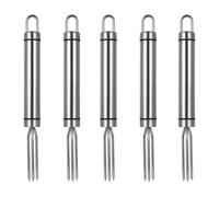 5 tenedores de patatas peladas, tenedor de patatas peladas con 3 dientes, tenedor de patatas de acero inoxidable, soporte reutilizable para patatas, pinchos para mazorcas de maíz, ayuda para pelar