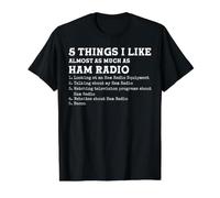 5 Things I Like Almost As Much As Ham Radio Camiseta gráfica económica, Hombre, Negro, S