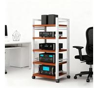 5-Tier AV Media Stand with Wheels, Audio-Video Shelving Adjustable, Modern Stereo Cabinet Receiver Console Shelf, Audio Component Rack For Home/Office/Theater(White2)