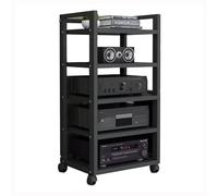 5-Tier Corner Audio Rack w/ Adjustable Shelf, Mahogany Finish Steel Frame Media Console para altavoces, Amplificadores y Componentes. Espacio Saving Home Office Tower with Cable Management. 50X40X79cm