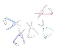5 tijeras plegables compactas con punta redonda, ideales para niños, escuela, viajes, color aleatorio, metal, miniatura, manualidades, plegables