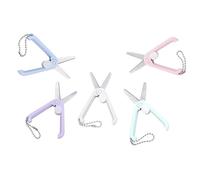 5 tijeras plegables compactas con punta redonda, ideales para niños, escuela, viajes, color aleatorio, tijeras en miniatura de metal, llavero de bolsillo