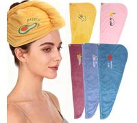5 toallas de microfibra para el pelo, 25 x 65 cm, turbante de una sola capa, turbante con botón, toalla de microfibra de vellón coral, toalla de pelo para el pelo, toalla para la cabeza, adecuada para