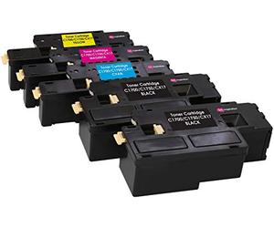 5 Tóners compatibles para Epson AcuLaser C1750N C1750W CX17NF CX17WF C1700 C1750 CX17 | Negro: 2000 páginas & Cian/Magenta/Amarillo: 1400 páginas