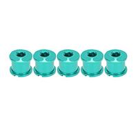5 tornillos de rueda de cadena de bicicleta de alta resistencia, pernos de bielas de doble plato, sujetadores de disco de aleación de aluminio 7075, llave hexagonal compatible (Verde)
