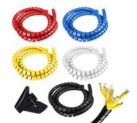 5 tubos de alambre, 1 clip de gestión de cables, protector de cable, protector de cable para mascotas, organizador de cables, enrollador de cable en espiral, protector de cable de pared para
