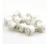5 uds/10 Uds 16mm de diámetro pequeños interruptores basculantes de barco redondo negro Mini redondo negro blanco rojo 2 pines interruptor basculante ON-OFF(White 10PCS)