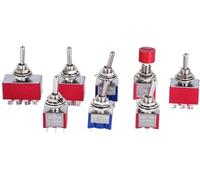 5 uds 10 Uds MTS-102 103 MTS-202 203 interruptor de palanca 6A 125VAC encendido SPDT 6mm Mini interruptor DPDT encendido apagado en la tapa(Red MTS-203,5pcs)