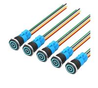 5 uds 16/19/22mm interruptor de botón Metal carcasa negra cabeza plana impermeable LED bloqueo reinicio momentáneo 12V 24V 220V(Blue symbol,16MM_FIXED SELF-LOCKING_12-24V)