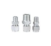 5 uds 304 Ajuste de compresión inoxidable 3 4 6 8 10 12mm tubo OD X 1/8 1/4 3/8 1/2 BSPT NPT adaptador de rosca macho(BSPT,12MM TUBE OD_3/8")