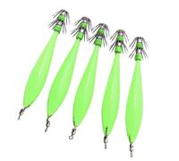 5 uds 9, 5 cm Plantillas de Calamar Brillantes señuelo Tipo Gamba cebos Plantillas de Calamar Gancho para Pesca en Agua Salada cebos Artificiales Anzuelo Nocturno