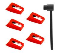 5 uds Agujas para Tocadiscos, Repuesto de Lápiz Giratorio con Cepillo de Limpieza Lápiz de Diamante Aguja de Repuesto para Victrola 1byone Crosley ION Jensen Fonógrafo LP Tocadiscos de Vinilo