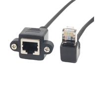 5 uds ángulo recto RJ45 macho a hembra tornillo montaje en panel Cat5E 6 Ethernet LAN Cable de extensión de red tornillo montaje en panel Ethernet(Up Bend Super Class,0.3 meters)